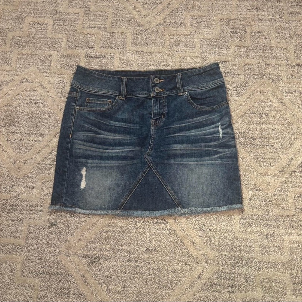 Victoria's Secret Dark Blue Distressed Denim Mini Skirt Size 4
